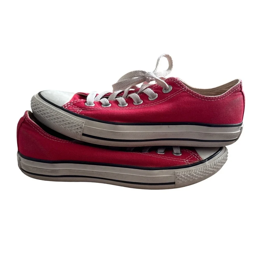 Converse Chuck Taylor All‎ Star Low Top Sneakers Red Canvas Mens 5 Womens 7 - Picture 5 of 6